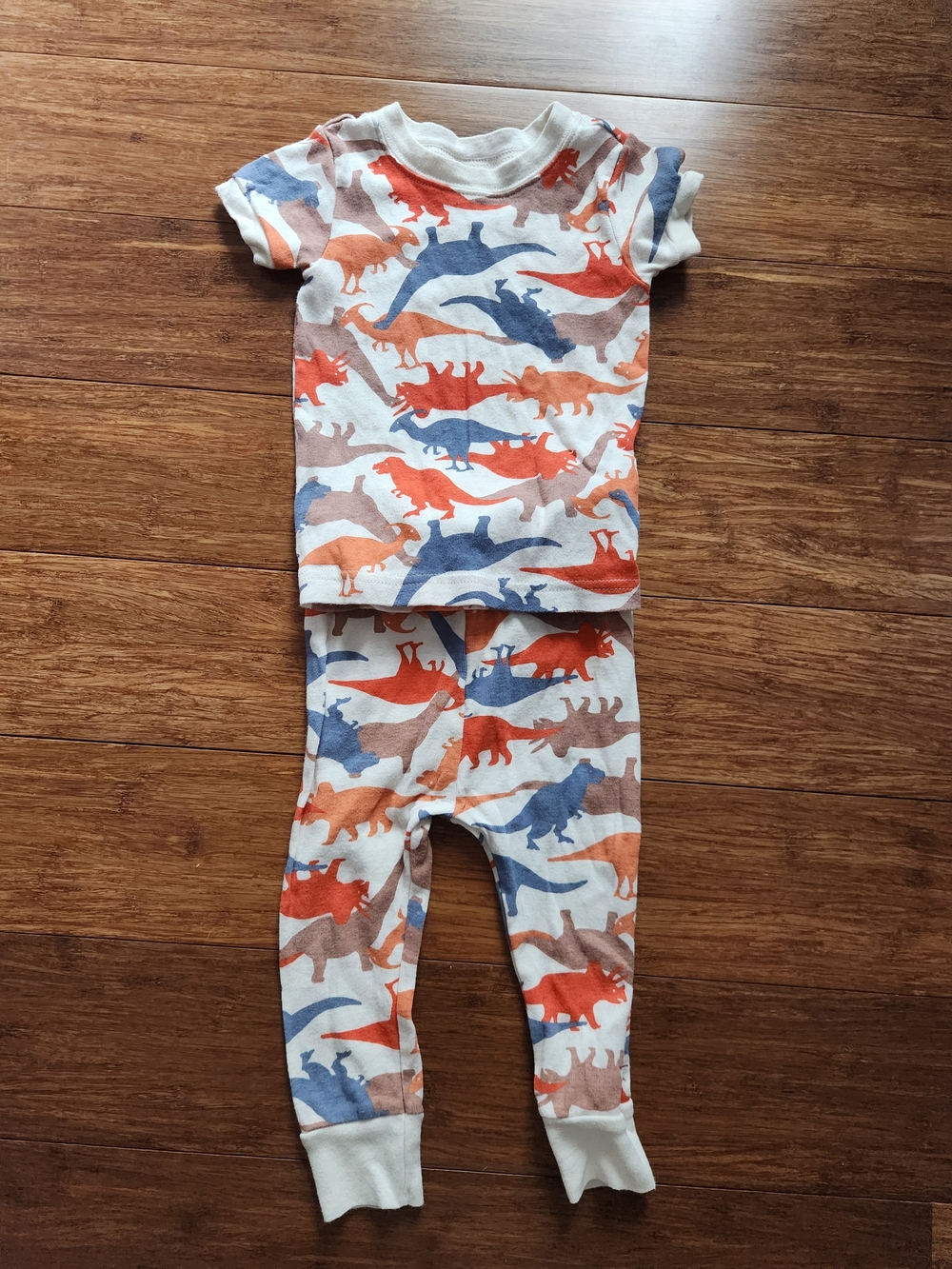 Old Navy Boys Girls Kids Colorful Dinosaur Pajamas Set Sleepwear, 12-18 Months